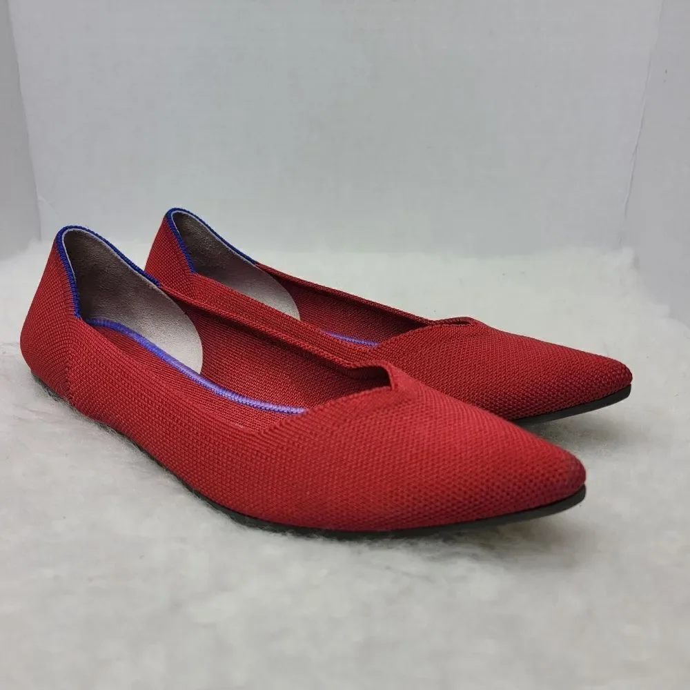 Rothy’s The Point Chili Red Pointed Toe Ballet Flats Women's Shoes Size 8.5